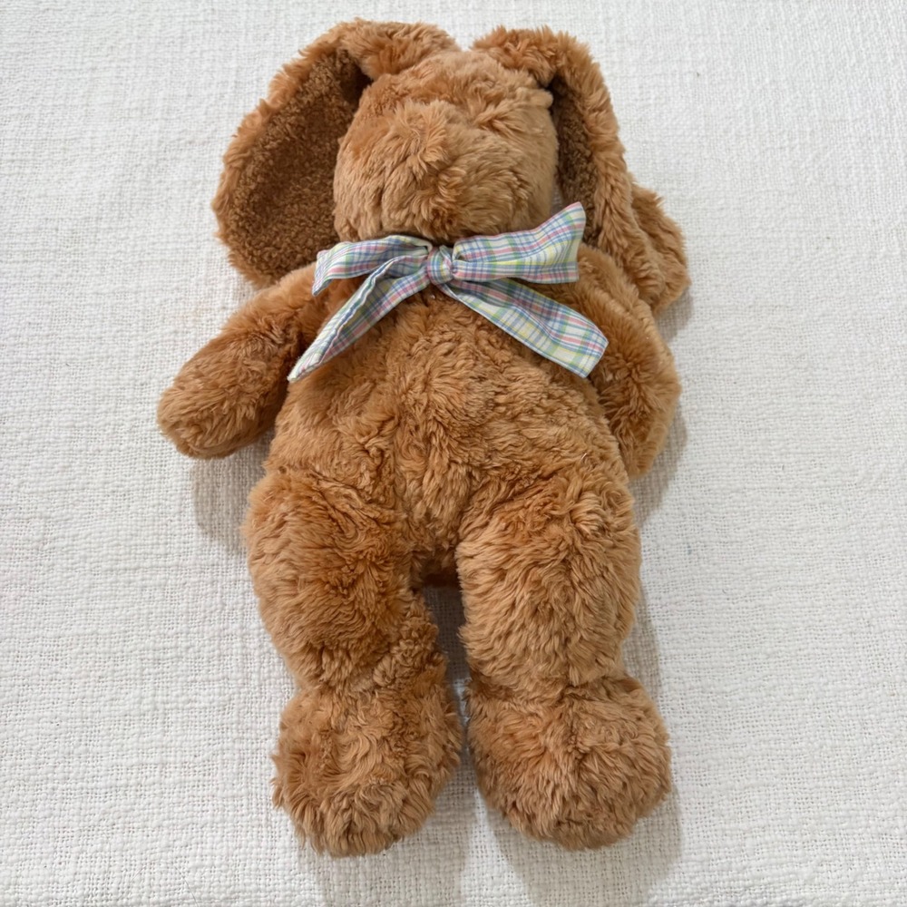 Vintage 1997 Mary Meyer Brown Plush Bunny Rabbit Floppy Ears Plaid Bow 12 inch